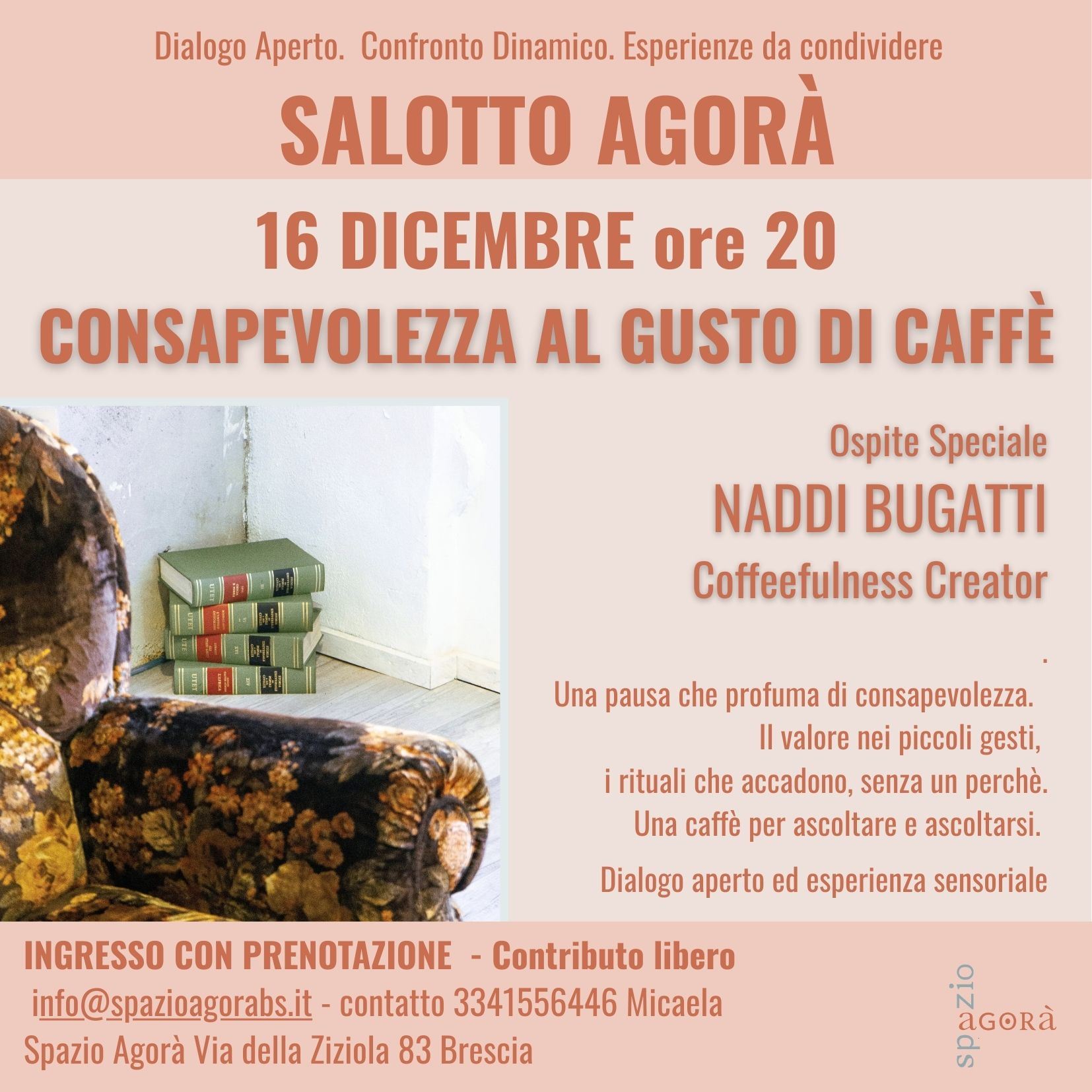 Locandina del Salotto Agorà di Dicembre 2025 con Naddi Bugatti