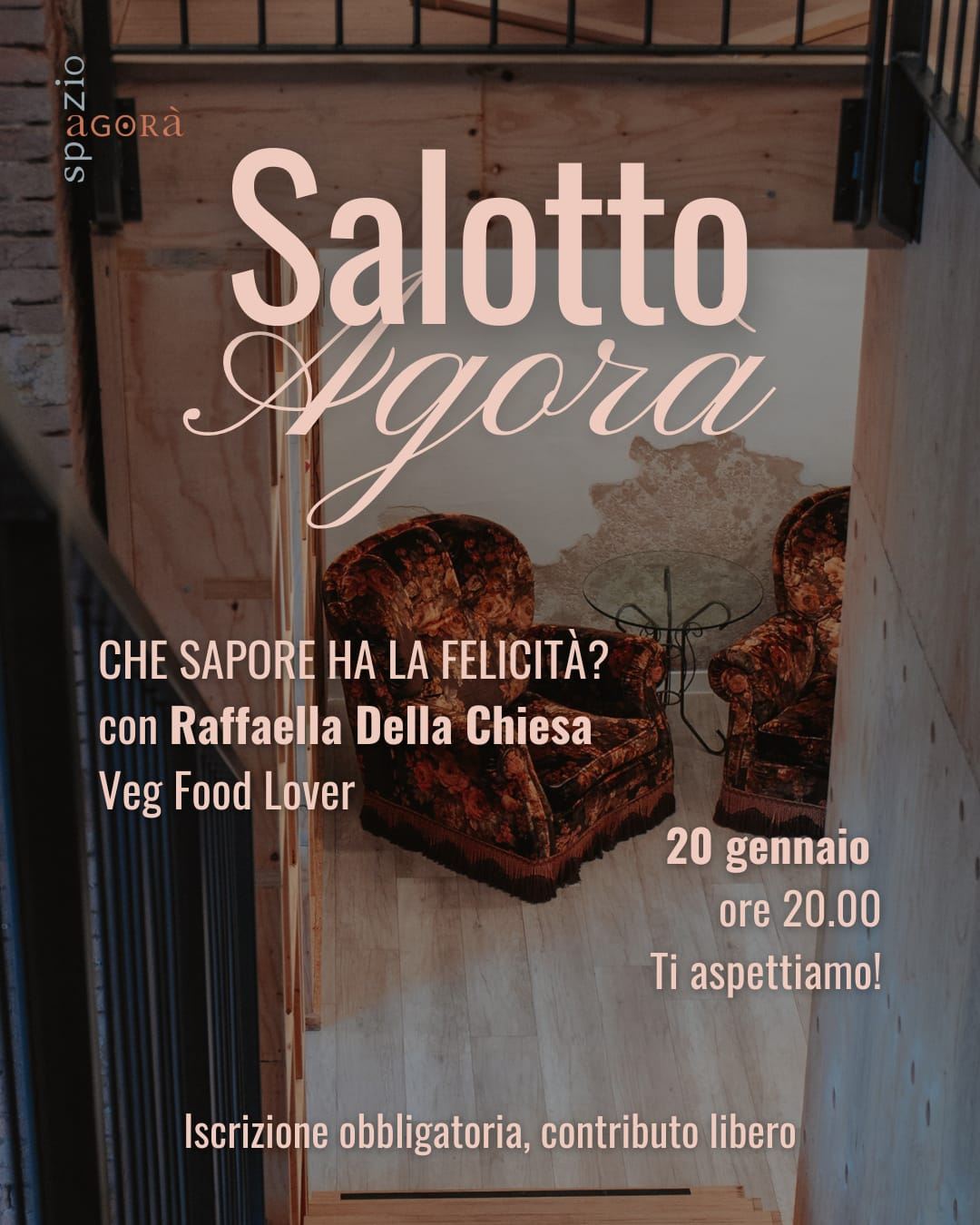 Locandina del Salotto Agorà di Gennaio 2026 con Raffaella Della Chiesa