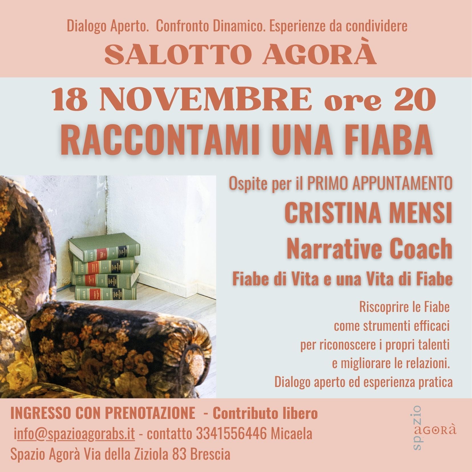 Locandina del Salotto Agorà di Novembre 2025 con Cristina Mensi